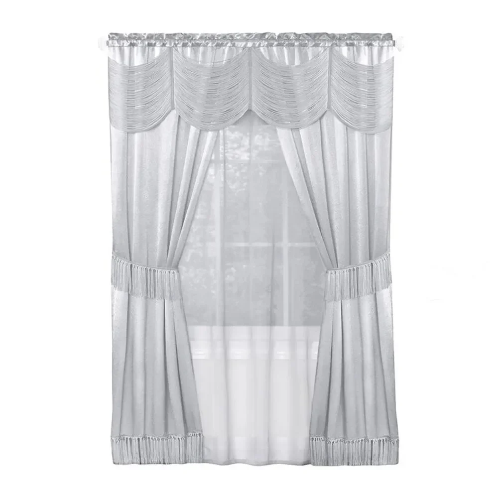 Achim Home Furnishing: Halley 6-Piece Window Curtain Set, Silver, 50